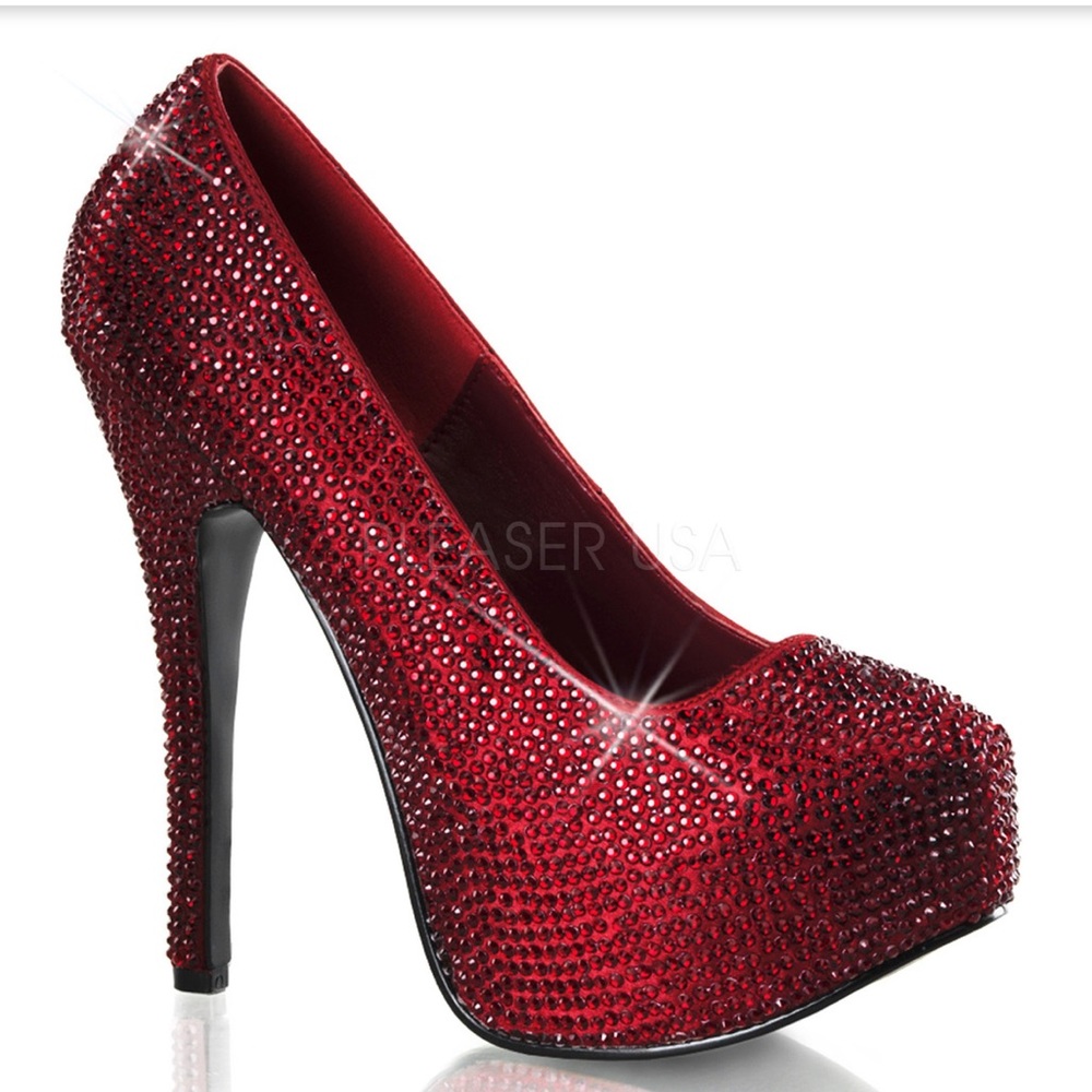 Ruby Red Platform Rhinestone Heels - Picture 4 of 4